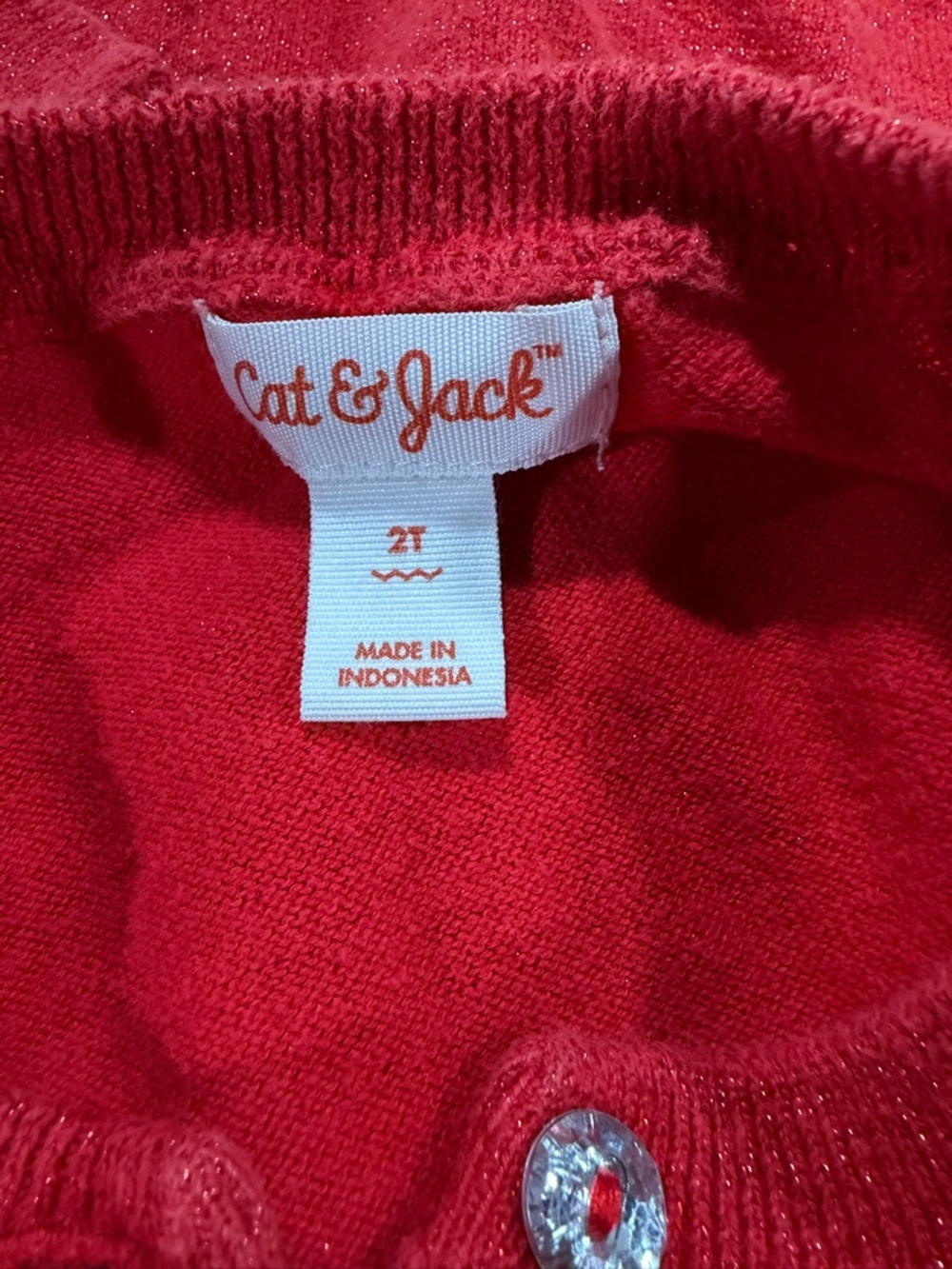 4/$20 Cat & Jack Bright Red Knit Cardigan with Buttons Size 2T Cotton Blend - Picture 3 of 4